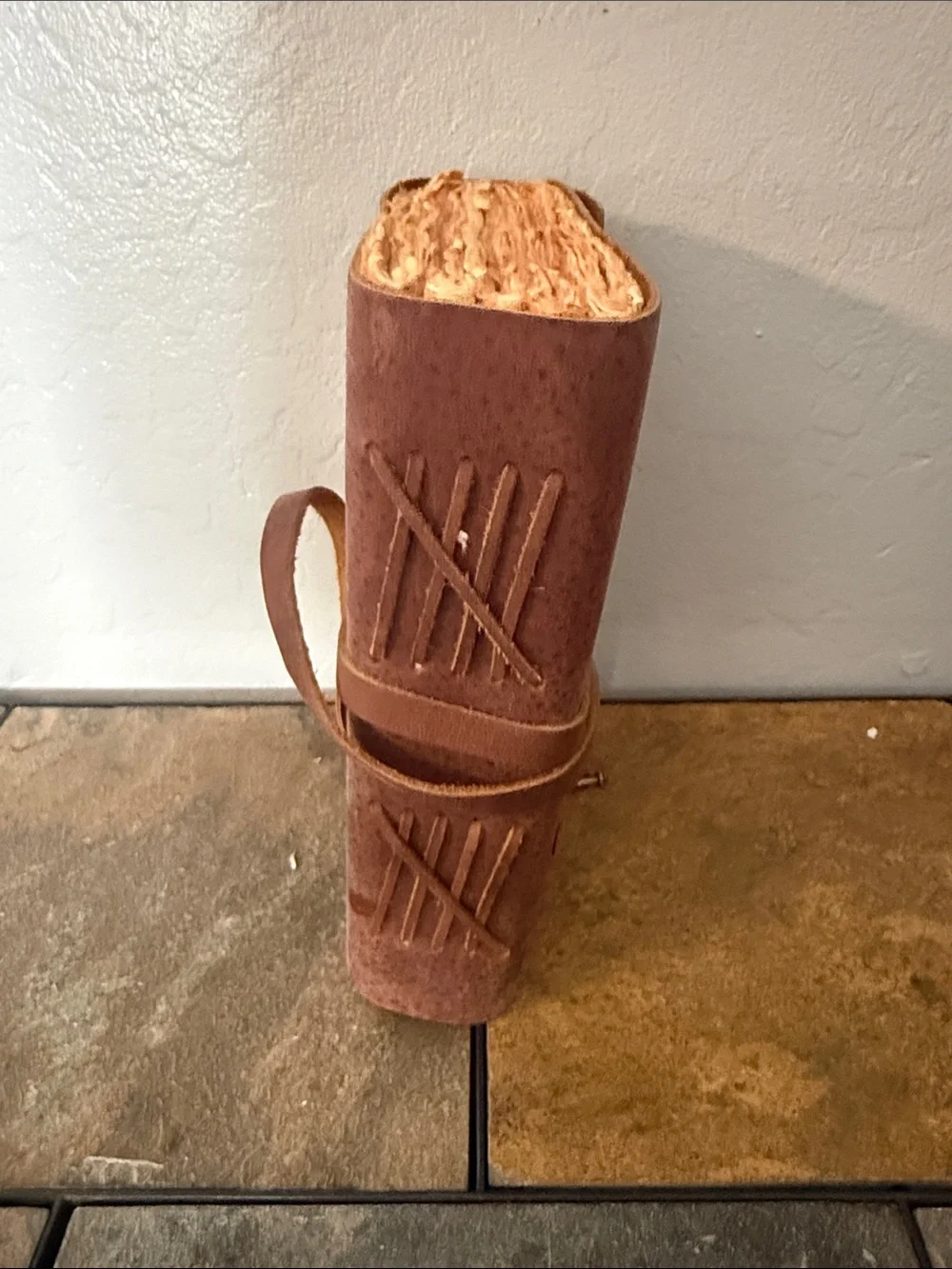 Handmade Brown Leather Journal Vintage Deckle Edge Paper Skeleton Key Wrap Tie